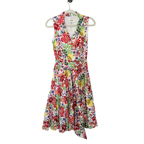 Talbots Dresses & Skirts - TALBOTS Multicolored Floral Print Wrap Front V-Neck Pleated Midi Dress Sz 6